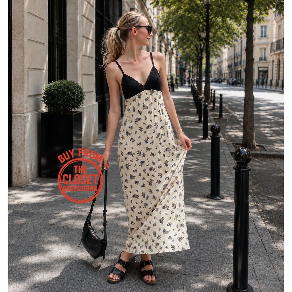 Zara Floral Satin Maxi Slip Dress NWT